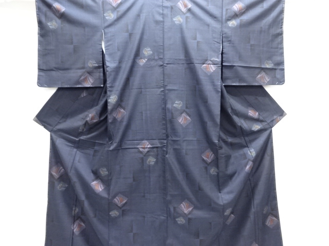 JAPANESE KIMONO / UNUSED / SILK / DORO OSHIMA TSUMUGI / WOVEN SHIKISHI & LEAVES